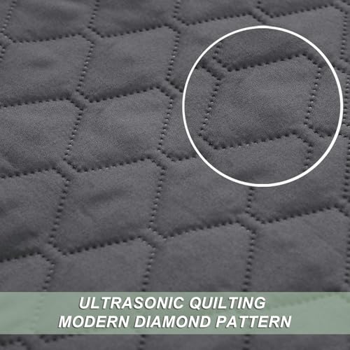 Exclusivo Mezcla Reversible King Size Quilt Bedding Set with Pillow Shams, Lightweight Quilts King Size, Soft Bedspreads Bed Coverlets for All Seasons - (Grey, 104"x96")