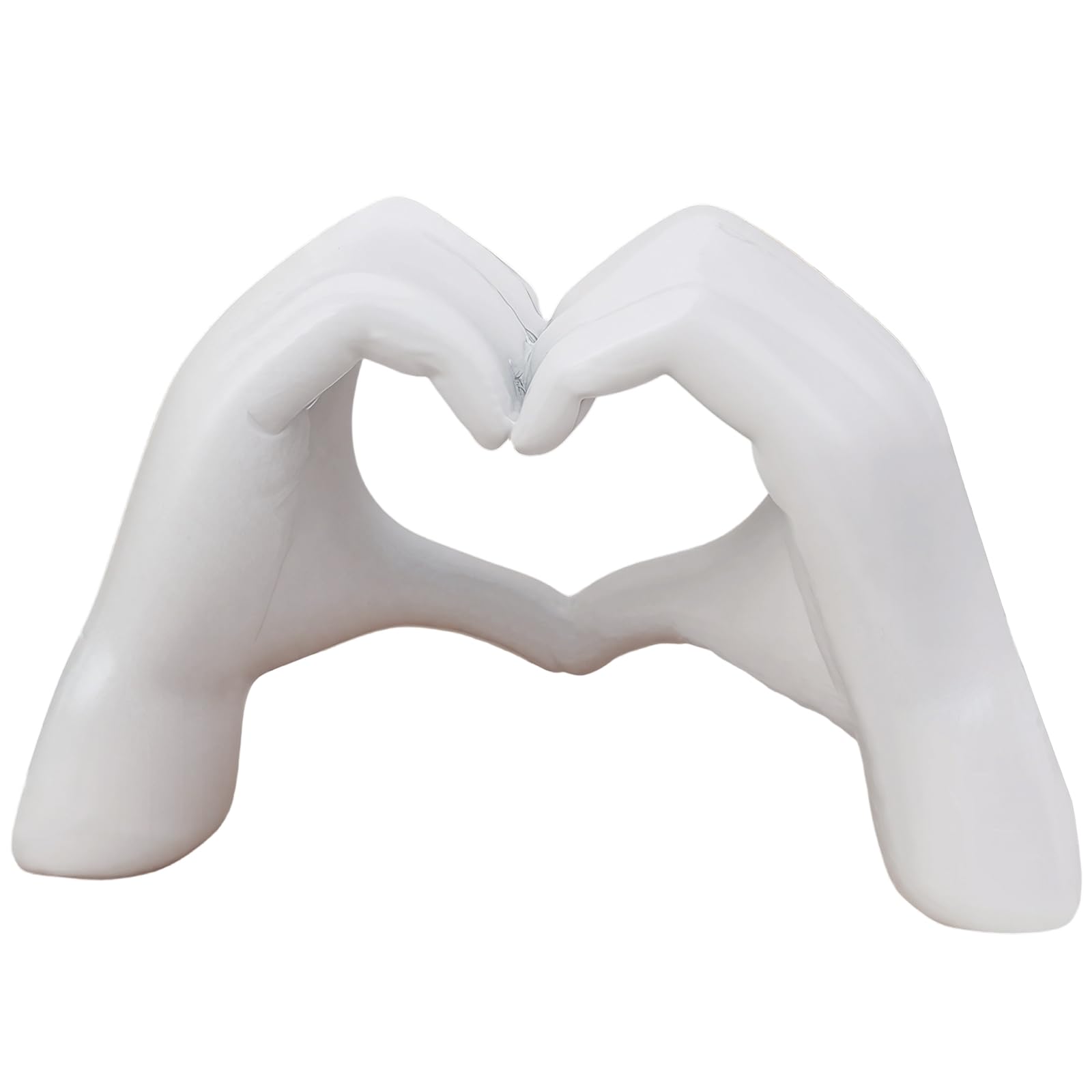 Komergave Heart Hands Sculpture - Modern Love Gesture Statue White Desktop Ornament, Ideal Ornaments for Shelves, Aesthetic Home Decor for Living Room, Bedroom, Bookshelf & Coffee Table