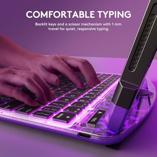 GUSGU Transparent Case with Wireless Keyboard for iPad Pro 11-inch (M4,2024/M5,2025), 7-Color Backlight, Trackpad, 360° Rotating Stand by GUSGU - Image 5