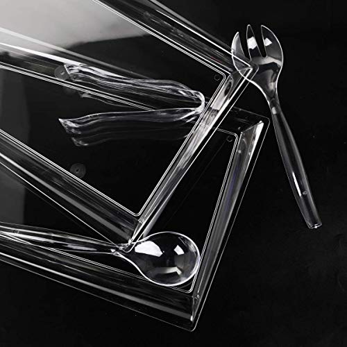 image for WELLIFE 24 Pack Plastic Serving Tray with Disposable Utensils, 6 Asymm