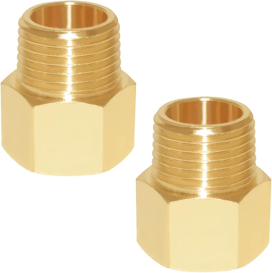 Joywayus 3/4" NPT Thread Female × 3/4" NPT Thread Male Brass Pipe Fitting Adapter （pack of 2)