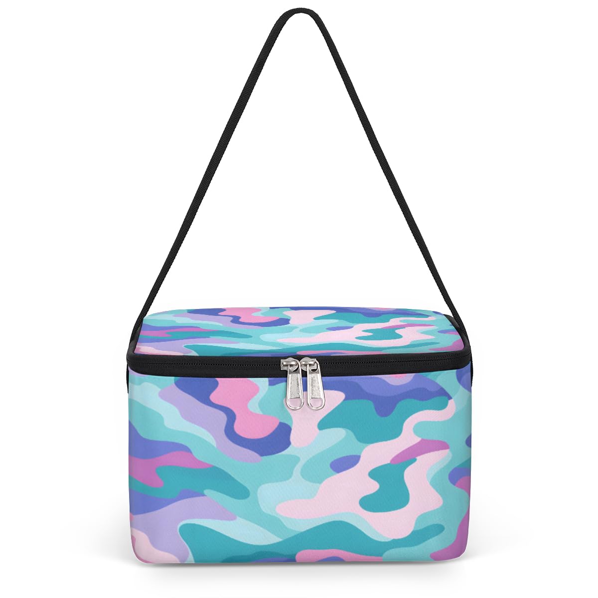 GzLeyigou Colorful Abstract Camo Lunch Bags for Women Men 9 Cans, Hot & Cold Food Delivery Bag Insulated Grocery Bag Insulated Lunch Box Camouflage Cooler Bag for Office Work Picnic Beach