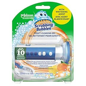 Scrubbing Bubbles Nettoyant pour cuvette de toilette, tampon de nettoyage en gel frais, parfum agrumes, distributeur avec 6 