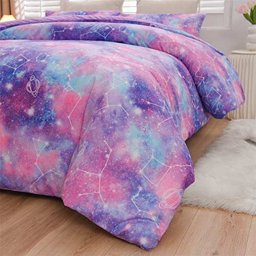 Holawakaka Tie Dye Constellation Print Ombre Comforter Set Twin Size Girls Boys Gradient Galaxy Bedding Set (Purple,Twin) #TOP3