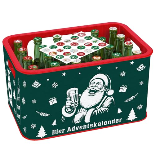 Calendario de Adviento de cerveza 2025, calendario de Adviento para hombre, decoración de cerveza, banderola de fieltro con cierre de y 24 pegatinas con números para calendario de cerveza
