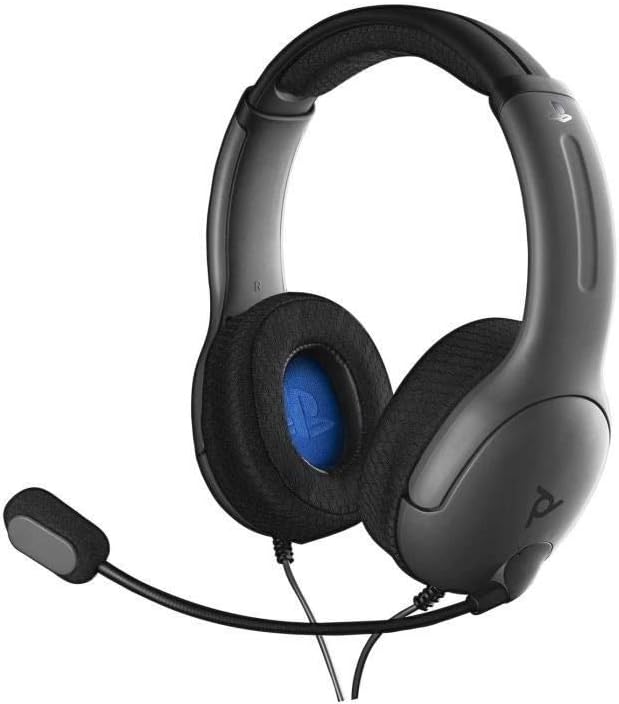 PDP AIRLITE Wired Headset, Officially Licensed by Sony PlayStation 5, PlayStation 4, PS5/PS4/PS3/PC, Lightweight Durable Headphones, 3.5mm audio jack, Noise-canceling Flip-to-Mute Mic, Black