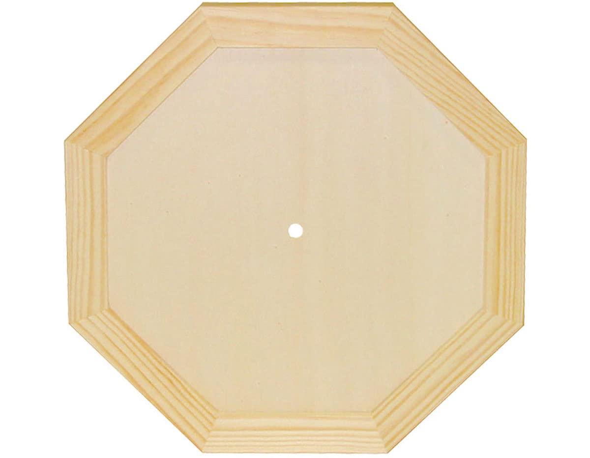 INNSPIRO Octagonal Solid Pine Wood Clock with Glass 27x29x4 cm.