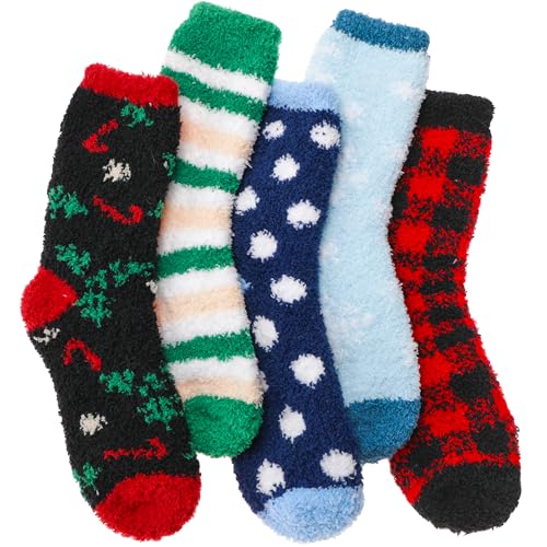 Image of Fuzzy Slipper Socks Thick Fluffy Warm Winter Cozy Plush Soft Sleep Home Socks for Women Men