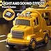 TEMI Construction Truck Toys for 3-7 Years Old Boys - Kids Friction Powered Car Toys for Toddler Ages 3-5, Carrier Play Vehicles Set with Sound and Light, Birthday Gifts for Toddlers 1-3