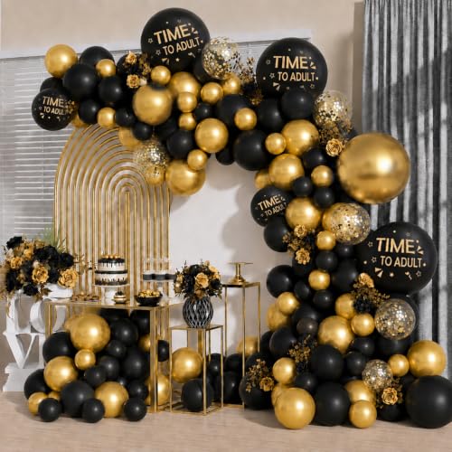 Image of Party Propz Black and Golden Balloon Combo for Decoration - 24 Pcs, Confetti Balloons for Decoration, Time to Adult Printed Black Balloon, Balloon Decoration for Boys & Girls (Latex)