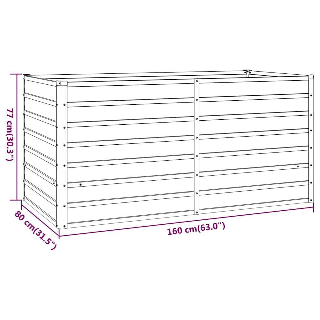 Podwyższona donica ogrodowa rdzawa 160x80x77 cm stal kortenowska na warzywa zioła kwiaty podniesiony grządek balkon taras