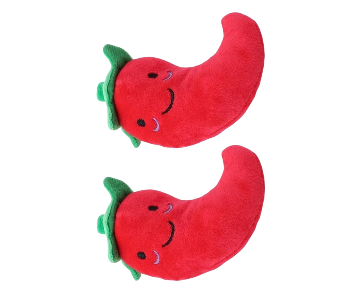 IIIIN 2 Pcs Funny Red Fruit Dog Toys, Vegetable Dog Toys Squeaky Plush Chili Eggplant Corn Puppy Toys for Small Dogs,Chili, Nice and Practical