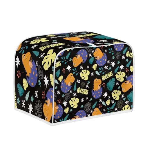 Jiquruby Cartoon Dinosaur Bread Toaster Cover 4 Slice,Washable Bread Toaster Oven Dustproof Cover, Small Decorative Bread Maker Cover, Anti Fingerprint Toaster Covers