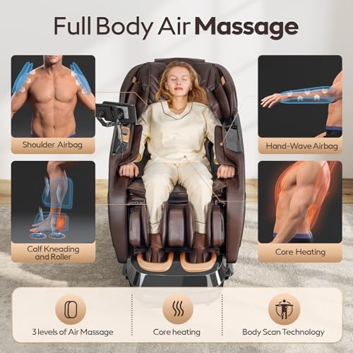 4D Massage Chairs Full Body,Zero Gravity SL-Track Shiatsu Massage Chair Recliner,Core Heating,20 Massage Techniques,Deep Yoga Stretch,Foot Rollers, Ai Voice,Touch Screen,Wireless Charging - Image 5
