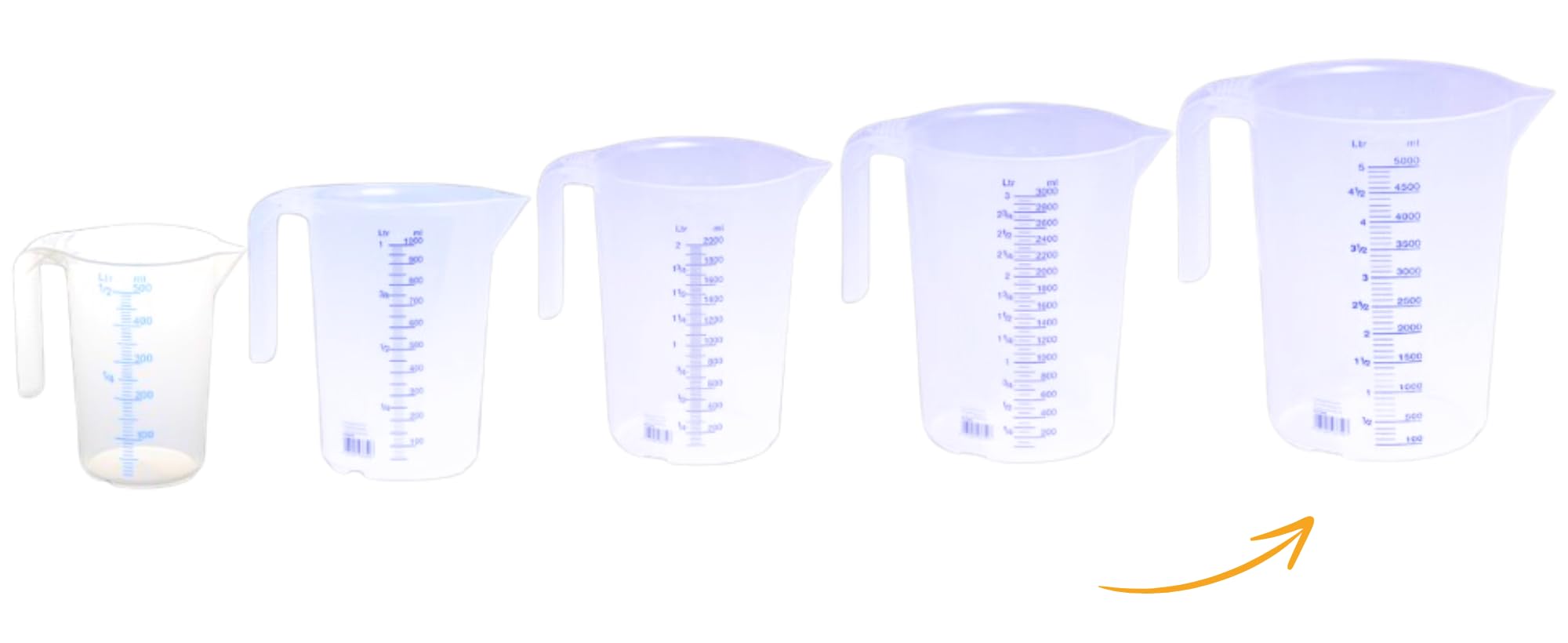 Hunersdorff puszka z podziałką 5000 ml, PP, z 2 zamkniętymi uchwytami, przezroczysta i można układać w stos, 20,3 x 20,3 x 25,7 cm
