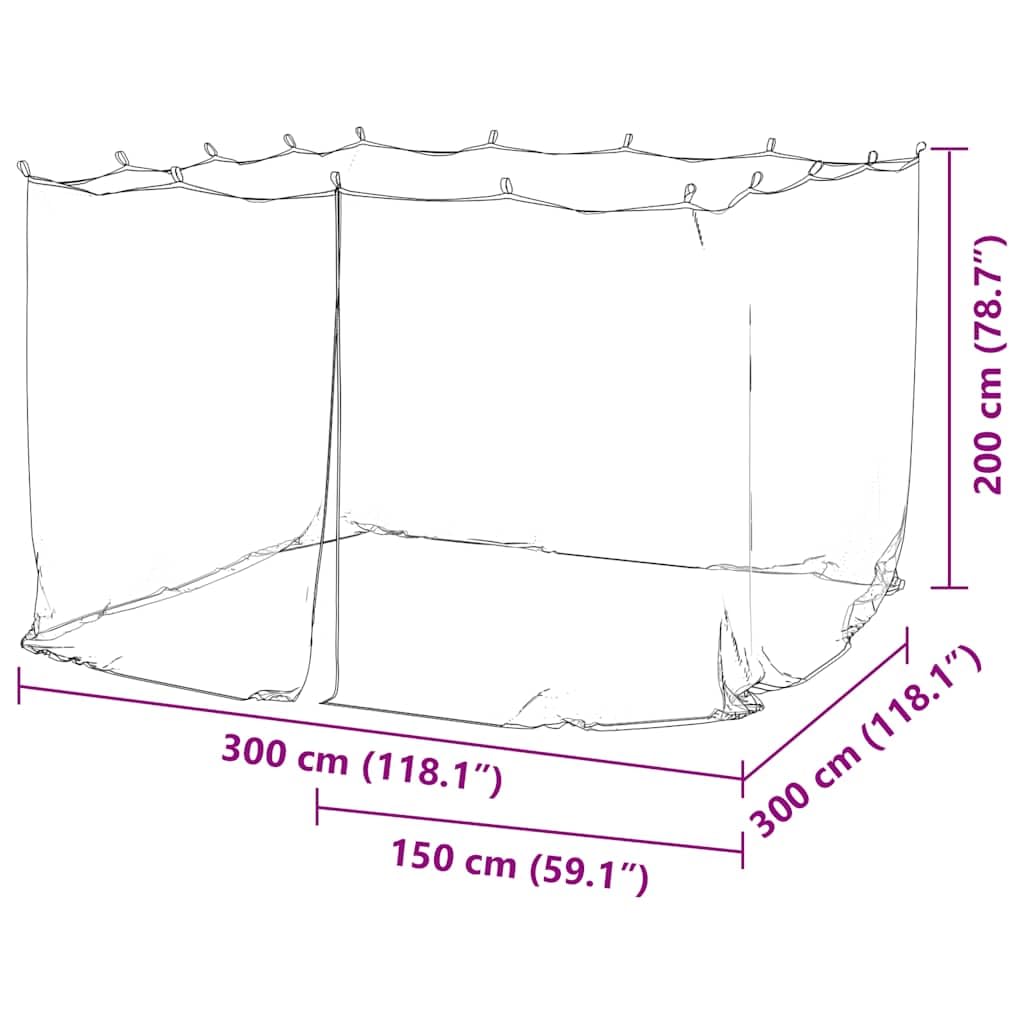 vidaXL Mosquitera para Exteriores Malla 220 Negra 300x300x200 cm, mosquiteras para Cama, mosquitera Plegable, mosquitera para Camping
