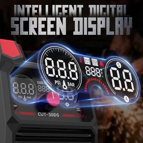 Image of YESWELDER CUT-50DS Plasma Cutter 50Amp, 110 /220V Dual Voltage IGBT Inverter with Digital Display, 1 /2 inch Clean Cut, for DIY & Automotive Repair Plasma Cutting Machine