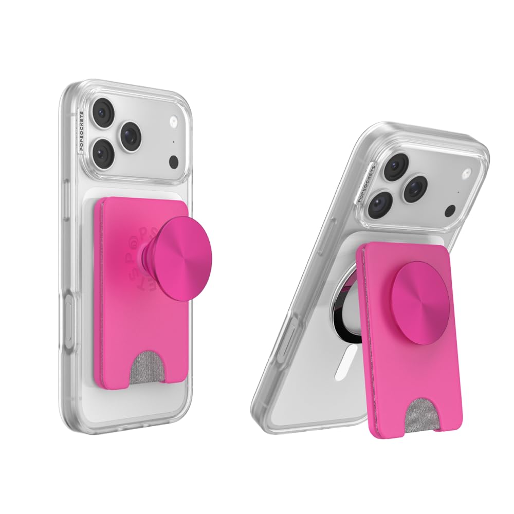 PopSockets Kick-Out Wallet for MagSafe, Kickstand- Fuchsia