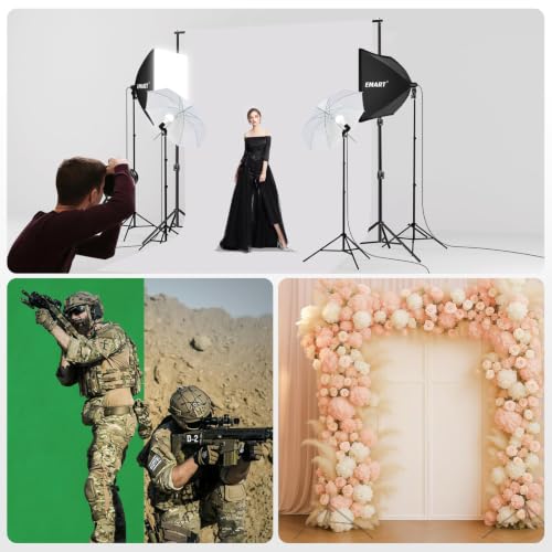 Image of EMART Photography Lighting Kit with 10x10Ft Heavy Duty Backdrop Stand Kits