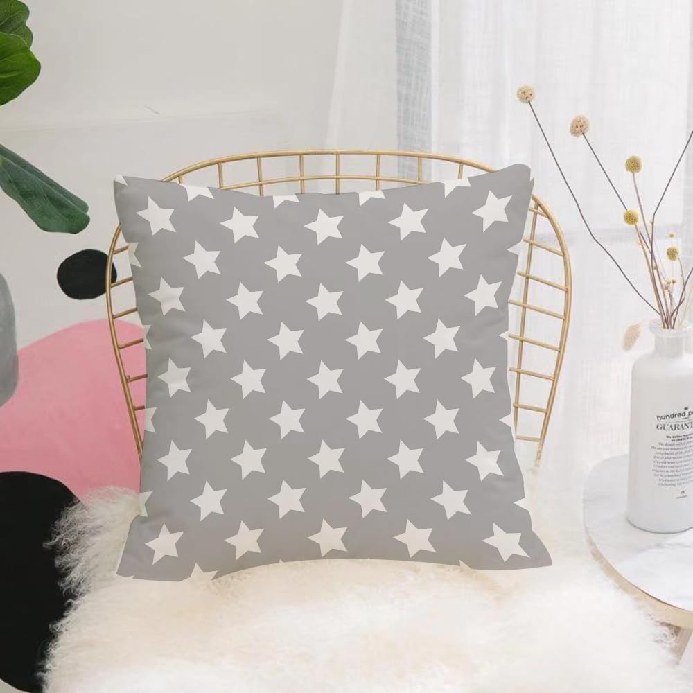 Hyosxw Minimalist Stars, Simple Stylish White Stars - A5 Cushion Cover,Throw Pillow Case Home Decorative For Living Room Bedroom Sofa Chair 18X18 Inch,Minimalist Stars, Simple Stylish White Stars On Grey Background, Repeating Whit,Pillowcase 45X45cm