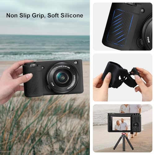 Funda de silicona para cámara Sony Alpha ZV-E10 negra miniatura 3