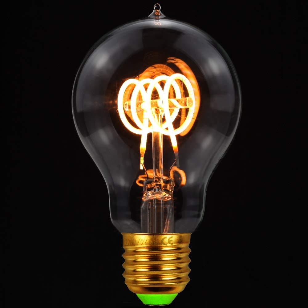 Ampoule LED vintage à filament Edison 4 W Ajustable Ampoule Edison ancienne en verre transparent 220/240 V Lumière chaude (A60 Quad Loop)