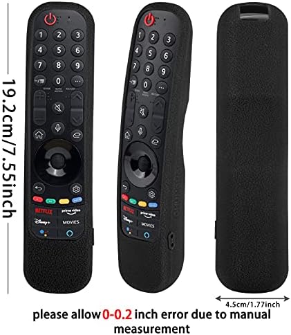 YiBiChin Protective Silicone Remote Case for LG Smart TV AN-MR21GA/AN-MR21GC, for LG OLED 2021 TV Magic Remote Controller, Remote Cover Holder Sleeve Shockproof, Washable and Skin-Friendly (Black)