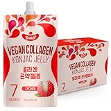 DELIEF Vegan Collagen Konjac Jelly (Lychee Flavor) 120g x 10 Packs – Low-Calorie Fruit Gel Snack, Gluten-Free, Plant-Based, 7 kcal per Pouch