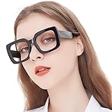 MARE AZZURO Reading Glasses +3.5 Women Oversized Square Readers 1.00 1.25 1.50 1.75 2.00 2.25 2.50 2.75 3.00 3.50 4.00 5.00 6.00 (Black, 3.5)