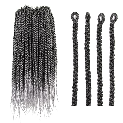 BOHOBABE Ombre Gray Box Braids Crochet Hair 10 Inch 8