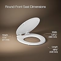 Vista 3 de KOHLER Stonewood Quiet-Close, Asiento de inodoro redondo de cierre suave, madera duradera, fácil instalación, ajuste universal, elementos esenciales