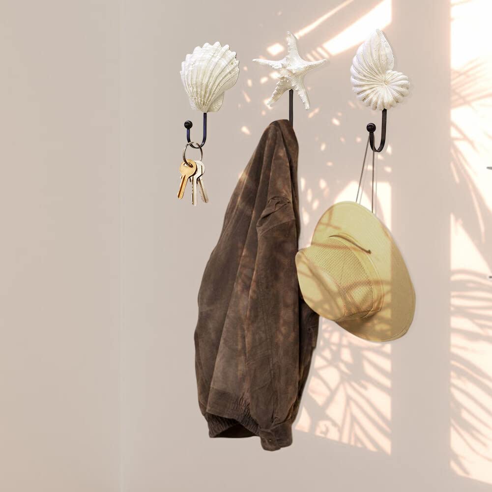 Set Di 9 Ganci Da Parete Tema Spiaggia In Legno E Ferro | Appendiabiti Stile Marino Per Borse E Asciugamani | Decorazione Rustica Per Casa E Hotel - Foto 10