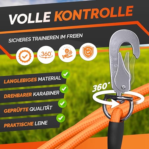 5m Schleppleine Hund – besonders leichte & schwimmfähige Trainingsleine aus Seil 3–50m | Flexible, reißfeste Hundeleine mit 360° Karabiner für Rückruftraining – ideal für kleine & große Hunde