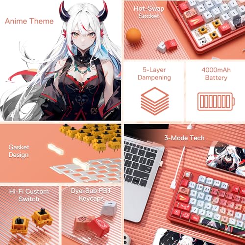 K673 PRO SE 75% 81 Tasti Wireless Gasket RGB Gaming Tastiera Meccanica, 3 Modalità Anime, Hot-Swap, Riduzione Rumore a 5 Strati, Interruttore Lineare Hi-Fi, US Layout - Tastiera gaming - Immagine 1