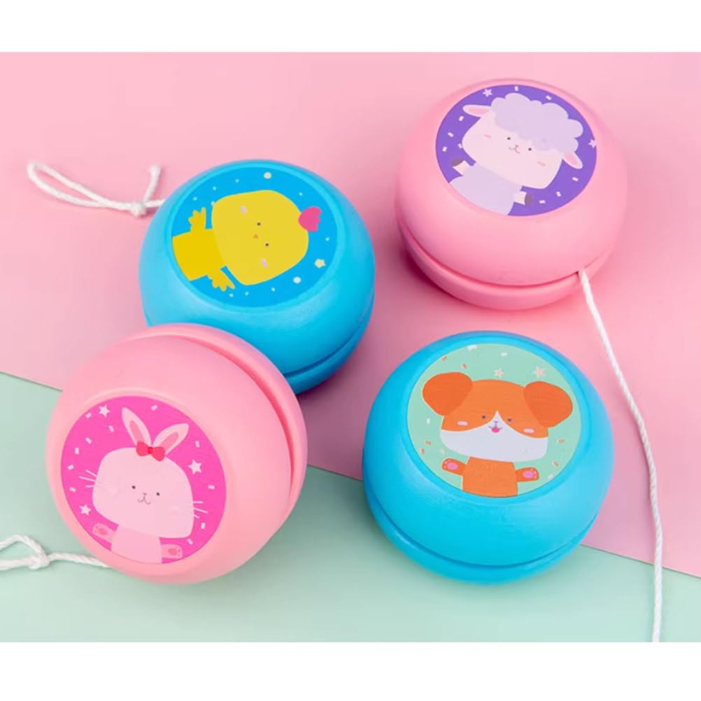 Set di Yo-Yo in Legno Montessori a Cartone Animato, Giocattolo Yo-Yo Animale Colorato Giocattolo per la Prima Infanzia per Bambini da 3 a 6 Anni