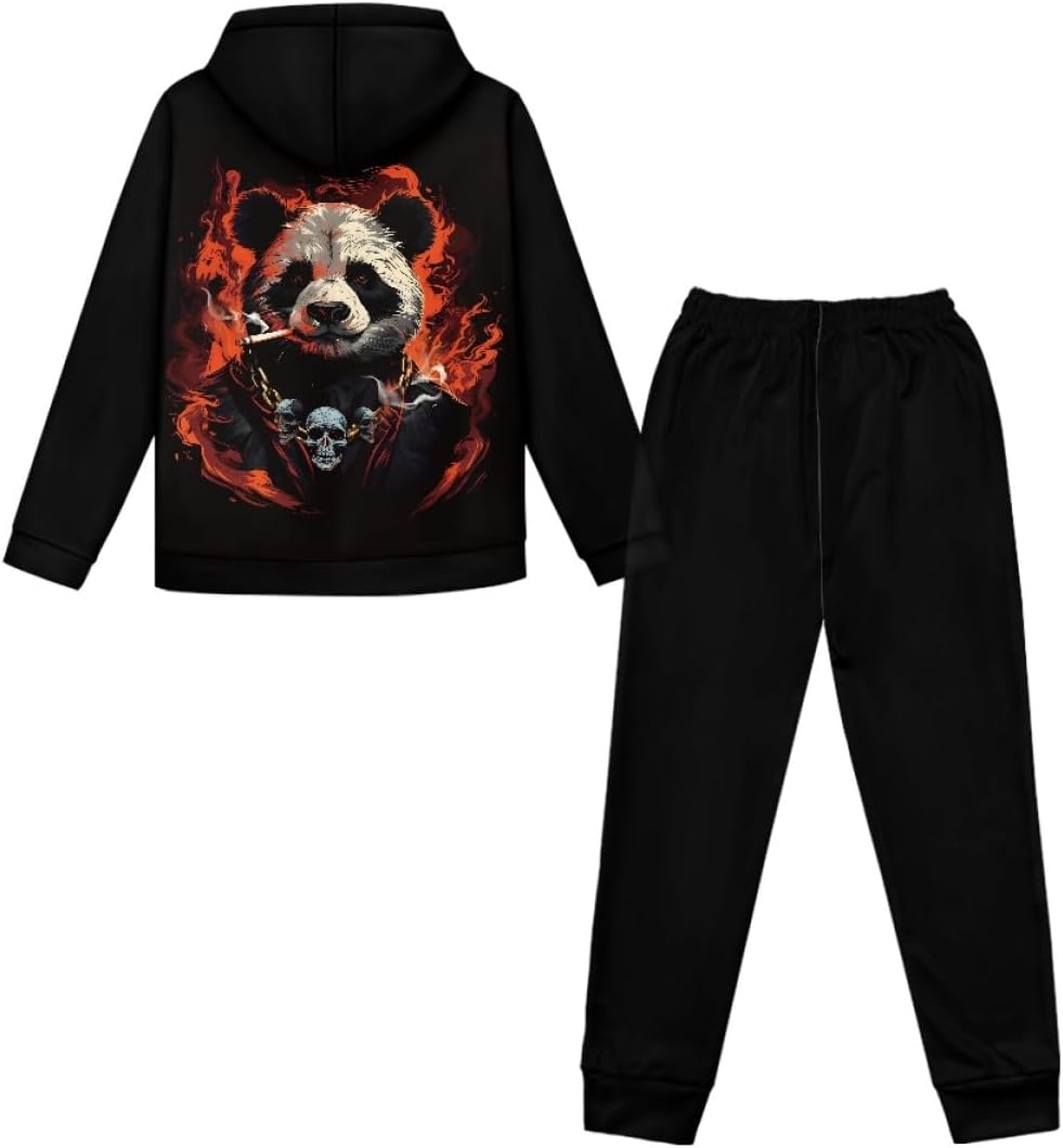 GLUDEAR Boys Girls Funny Animal Axolotl Print 2Pcs Pullover Sweatshirt Hoodies and Pants Set