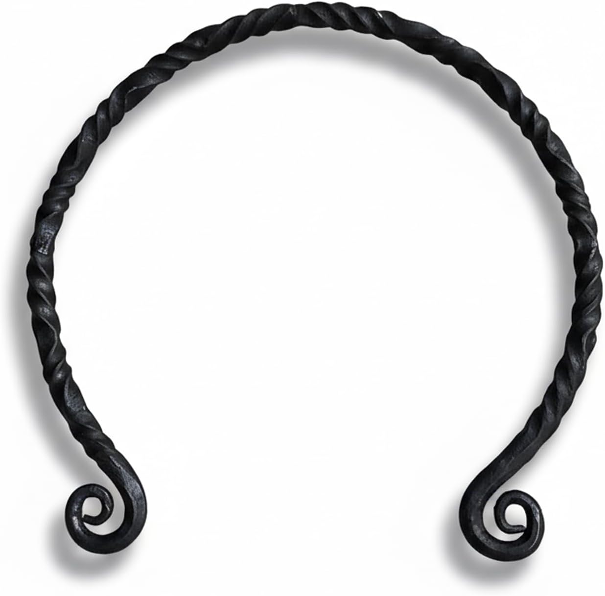Hand Forged Necklace | Iron Torc Jewelry for Men | Viking Torc with Scroll Design | Medieval Craftsmanship | Water Resistant | 7.64 x 7.52 x 1.38 Inches