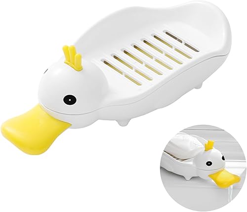 Jabonera de pato autodrenante para ducha, baño, bañera, fregadero de cocina, mantiene las barras de jabón limpias en seco