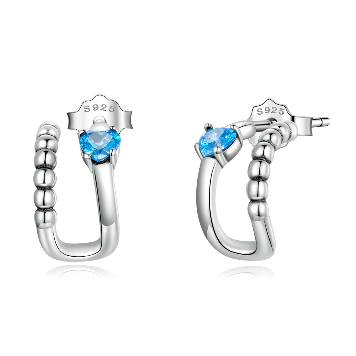 WZGWDC 925 Sterling Silber Exquisite Doppelschicht-Ohrringe für Frauen Winzige geometrische Ohrstecker Schmuck Geschenk
