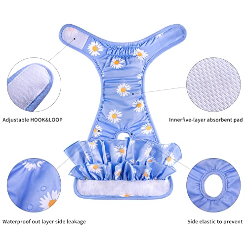 BePetMia Waschbare Windeln für Hunde, Wiederverwendbare Hundewindeln, Umweltfreundliche Damenbinden Höschen, Hygiene-Unterhose für Hunde in Hitze (XS: 20-35cm, Blau)