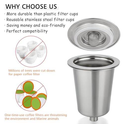 Image of Reusable Stainless Steel Filter Cup for Cuisinart, Compatible with Cuisinart #SS-RFC HomeBarista Reusable Filter Cup, Upgraded Version (2 Pack)
