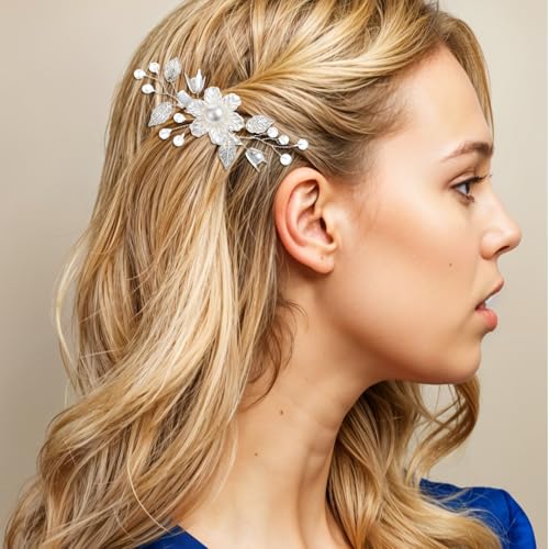 2 Piezas Pinzas para Cabello con Perlas y Flores miniatura 4