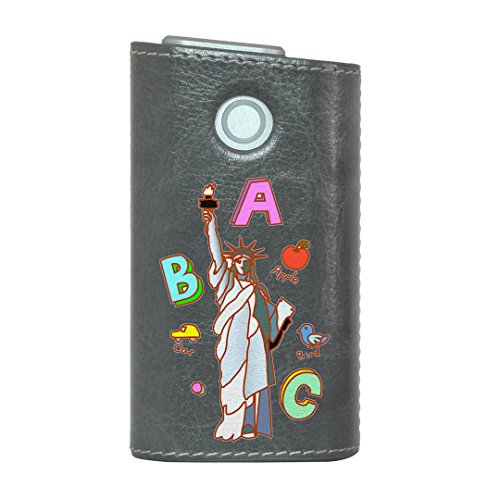 glo グロー グロウ 専用 レザーケース レザーカバー タバコ ケース カバー 合皮 ハードケース カバー 収納 デザイン 革 皮 GRAY グレー 外国 英語 文字 009492