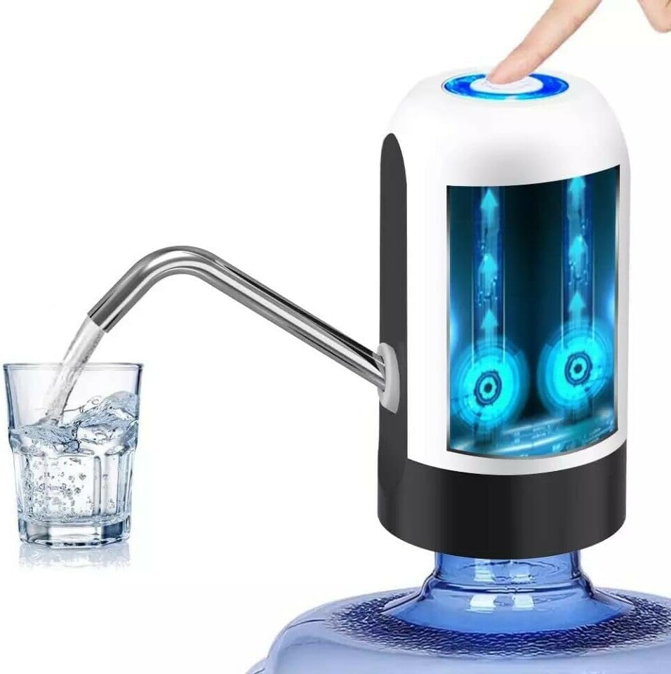 Bomba eléctrica de botella de agua blanca para jarras de 2 a 5 galones, dispensador de agua automático recargable por USB con boquilla de acero