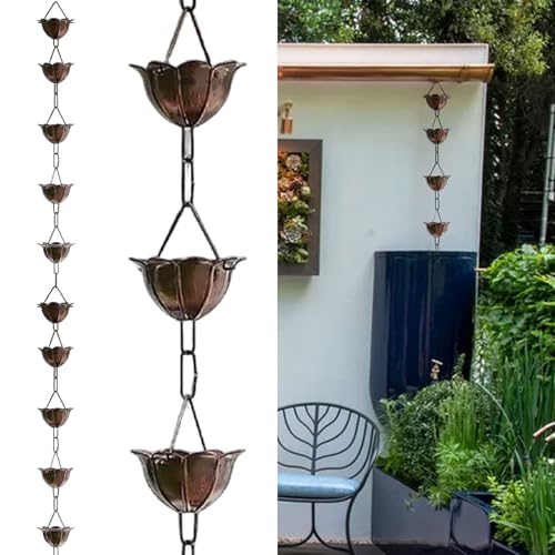 yurstcggh Chaine de Pluie Japonaise,Chaîne de Pluie pour Gouttière,Décoration de Drainage des Avant-toits,pour Toit,Jardin,Abri,Terrasse et Espaces Extérieurs 1.2m
