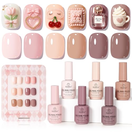 Image of Beetles Neutral Gel Polish Set, Clean Girl Pink, 6 Nude Gel Polish Colors