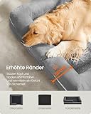 Feandrea Orthopädisches Hundebett, Hundekissen, Hundekorb, weiche Polsterung, Hundesofa, erhöhte Ränder, Bezug abnehmbar und waschbar, 106 x 71 x 18 cm, rutschfeste Unterseite, hellgrau PGW077G02V1