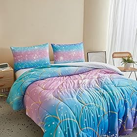 Dewfull Mermaid Comforter Set Twin,3 Pieces All Season Lightweight Warm Soft Comforter Sets Included 1 Comforter and 2… 517SQwlo1nL. SS280