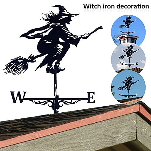 image for DlbvFoy Metal Weather vanes Black Witch Shape Weathercock 75x40cm，Wi