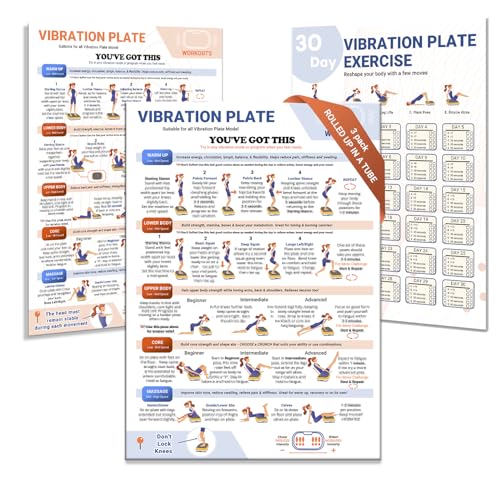 Whole Body Vibration Plate Exercise Poster, Fitness Workout Guide with 30 day Training Chart